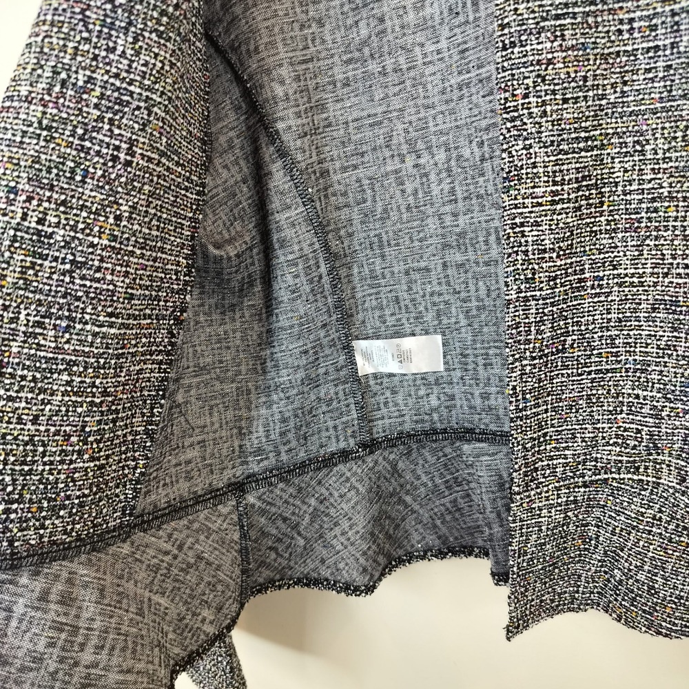 LOFT Tweed Peplum Jacket Womens Medium Open Front Confetti Metallic Knit Office - Picture 7 of 11